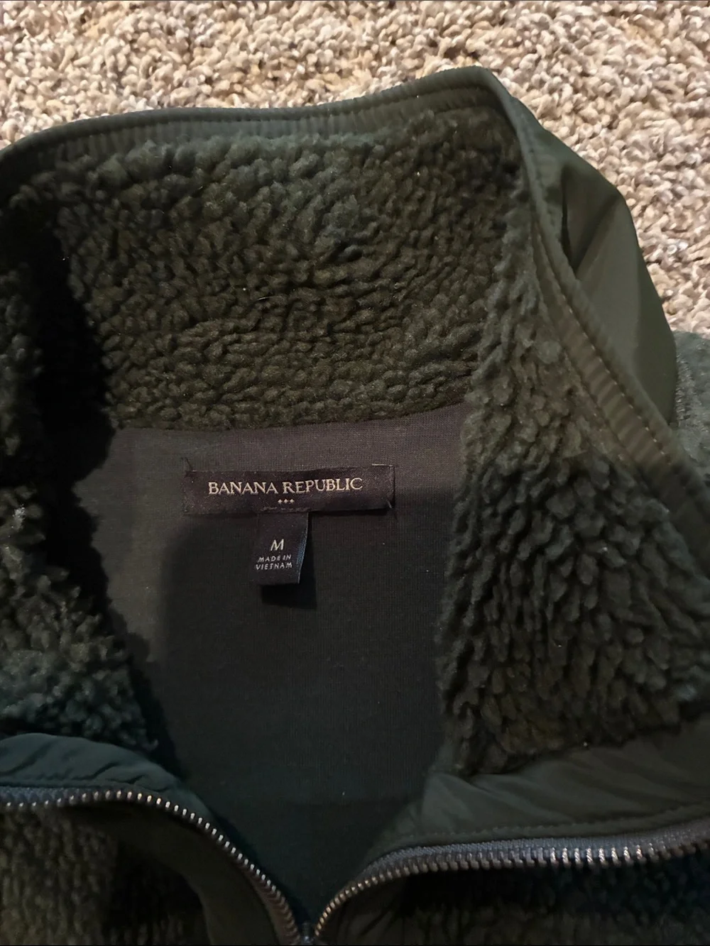 Banana Republic Men’s Dark Green Sherpa Shirt Jacket
